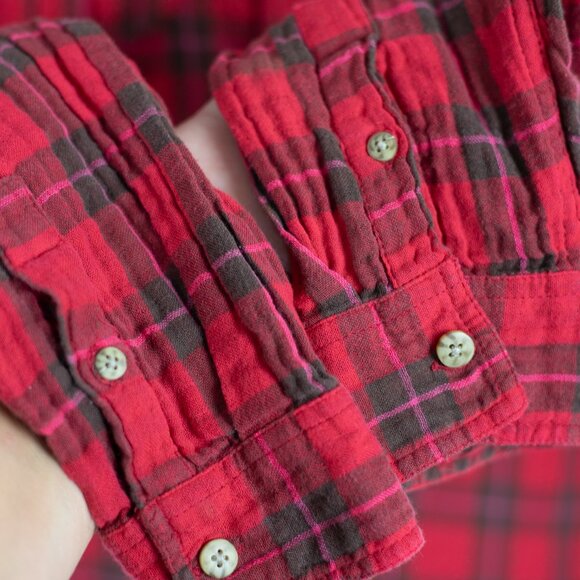 BDG Urban Outfitters Waffle Knit Shirt Double Layer Plaid Womens M - Picture 5 of 7